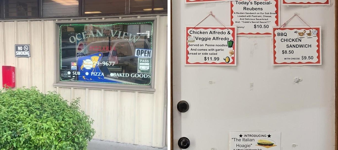 Ocean View Pizzaria Menu