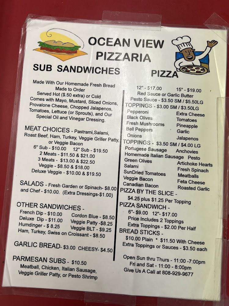 Ocean View Pizzaria Menu image 2